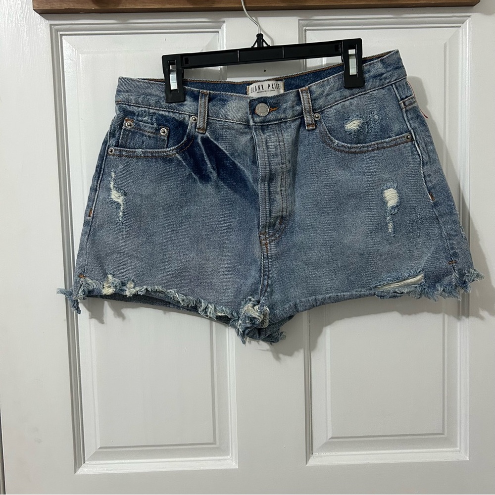 Blank Paige Denim Distressed  High waisted Shorts size Large (Size 28)button fly